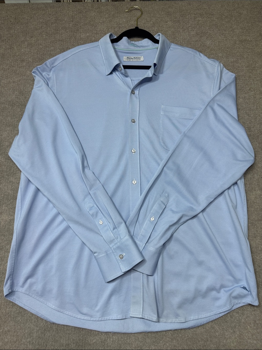 TOMMY BAHAMA Mens XXL The San Lucio Stretch Textured IslandZone Blue Shirt
